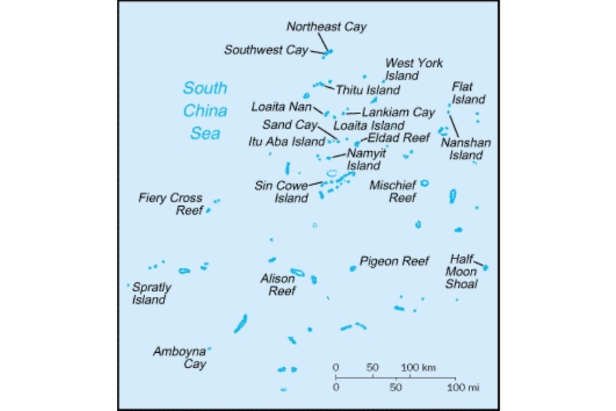 Islas Spratly. Crédito: CIA