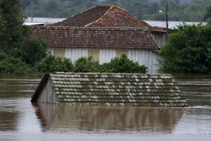 A flooded house is seen after a cyclone hit southern towns, in Bom Retiro do Sul, Rio Grande do Sul state, Brazil September 5, 2023. REUTERS/Diego Vara