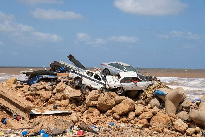 A view shows the damaged cars, after a powerful storm and heavy rainfall hit Libya, in Derna, Libya September 12, 2023. REUTERS/Esam Omran Al-Fetori
BEST QUALITY AVAILABLE     TPX IMAGES OF THE DAY
