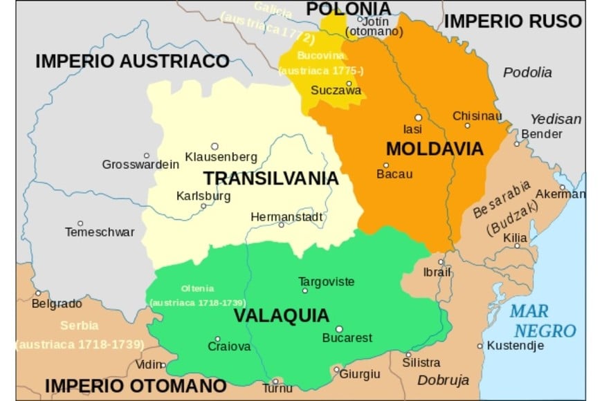 Mapa de Valaquia durante el siglo XIV.