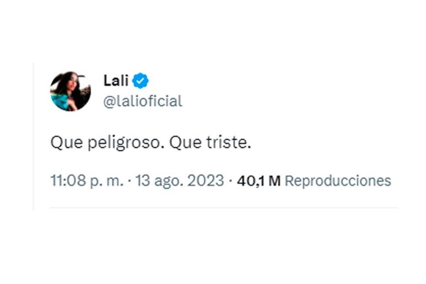 El tuit de Lali tras el resultado de las elecciones PASO.