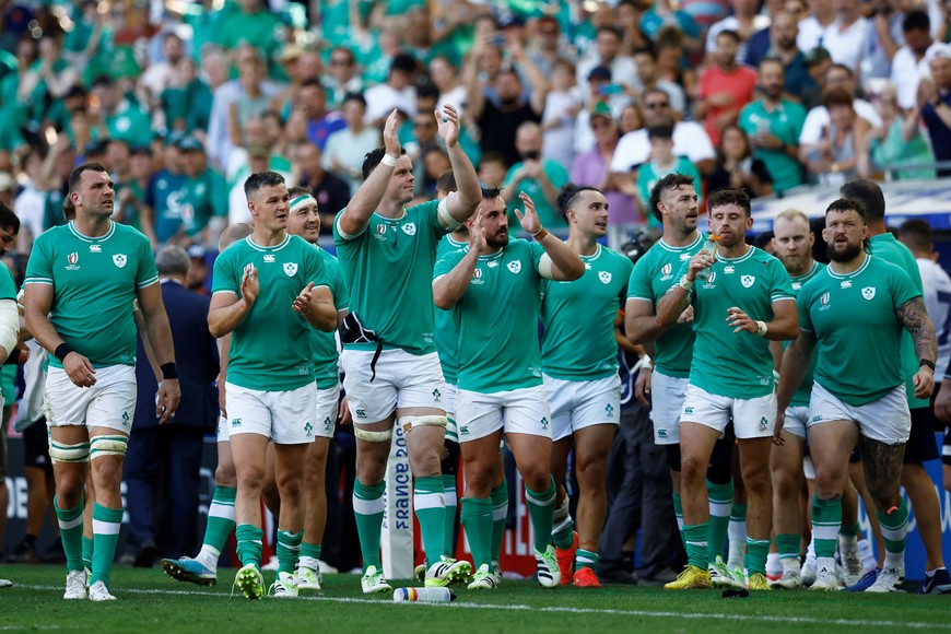 Rugby Union - Rugby World Cup 2023 - Pool B - Ireland v Romania - Matmut Atlantique, Bordeaux, France - September 9, 2023
Ireland players celebrate after the match REUTERS/Stephane Mahe