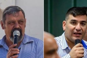 Ricardo Ramírez hizo anuncios que permitieron destrabar el conflicto, mientras que Dardo Miranda, titular del sindicato local.