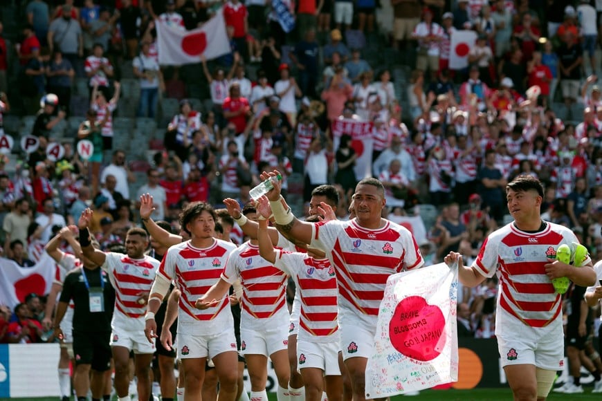 Rugby Union - Rugby World Cup 2023 - Pool D - Japan v Chile - Stadium Municipal de Toulouse, Toulouse, France - September 10, 2023
Japan players celebrate after the match REUTERS/Gonzalo Fuentes