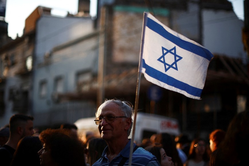 A man attends a demonstration in support of Israel, in Buenos Aires, Argentina October 9, 2023. REUTERS/Tomas Cuesta