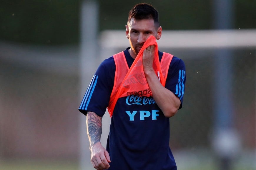 Soccer Football - World Cup - South American Qualifiers - Argentina training - Lionel Andres Messi Training Ground, Buenos Aires, Argentina - October 10, 2023
Argentina's Lionel Messi during training REUTERS/Agustin Marcarian