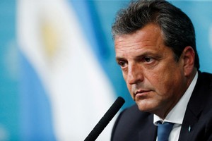 FILE PHOTO: Argentina's Economic Minister Sergio Massa and Brazil's Finance Minister Fernando Haddad (not pictured) hold a news conference, at the Casa Rosada presidential palace in Buenos Aires, Argentina, January 23, 2023. REUTERS/Agustin Marcarian/File Photo