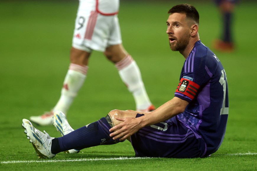 Soccer Football - World Cup - South American Qualifiers - Peru v Argentina - Estadio Nacional, Lima, Peru - October 17, 2023
Argentina's Lionel Messi reacts REUTERS/Sebastian Castaneda