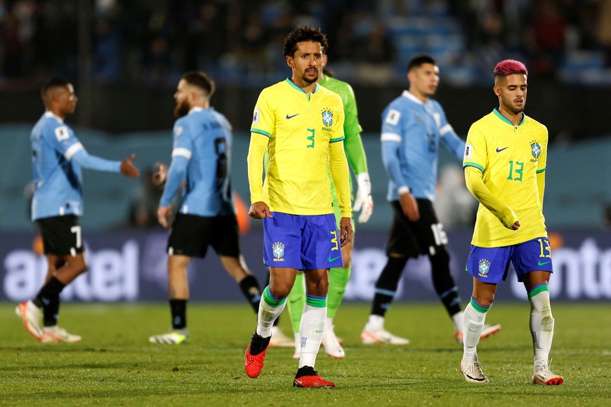 Soccer Football - World Cup - South American Qualifiers - Uruguay v Brazil - Estadio Centenario, Montevideo, Uruguay - October 17, 2023
Brazil's Marquinhos reacts REUTERS/Andres Cuenca