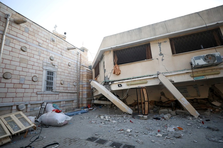 A general view at the Greek Orthodox Saint Porphyrius Church which was damaged by an Israeli strike, where Palestinians who fled their homes take shelter, in Gaza City, October 20, 2023. REUTERS/Mohammed Al-Masri