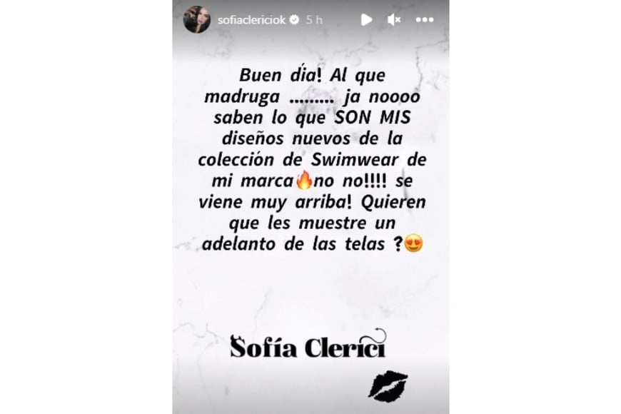 La storie de Sofía Clerici en Instagram.