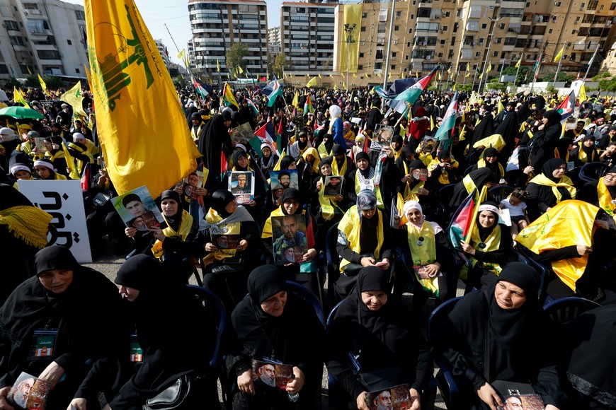 Lebanon's Hezbollah supporters gather to attend a ceremony to honour fighters killed in the recent escalation with Israel, on the day of Hezbollah leader Sayyed Hassan Nasrallah address, in Beirut's southern suburbs, Lebanon, November 3, 2023. REUTERS/Alaa Al-Marjani