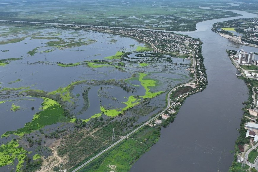 El río Paraná en Santa Fe continúa en nivel de alerta. Foto: Fernando Nicola