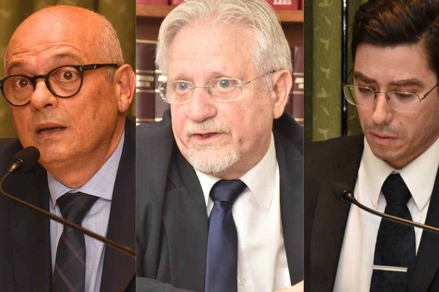 El tribunal de la Alzada estuvo conformado por los camaristas Sebastián Creus, Roberto Prieu Mántaras y Bruno Netri. Crédito: Guillermo Di Salvatore y Flavio Raina.