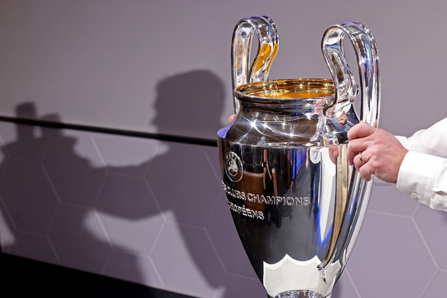 Soccer Football - Champions League - Round of 16 Draw - Nyon, Switzerland - December 18, 2023
The Champions League trophy is displayed during the draw REUTERS/Pierre Albouy