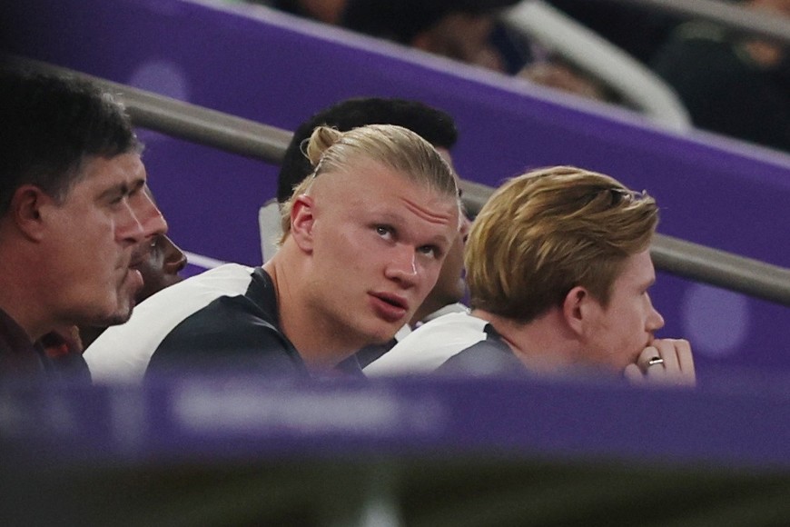 Soccer Football - Club World Cup - Semi Final - Urawa Red Diamonds v Manchester City - King Abdullah Sports City, Jeddah, Saudi Arabia - December 19, 2023
Manchester City's Erling Braut Haaland in the stands during the match REUTERS/Amr Abdallah Dalsh