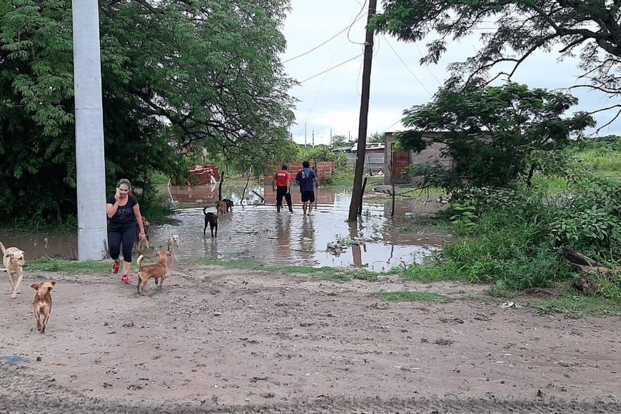 Policías, bomberos, personal del municipio y de la provincia coordinan acciones para ayudar a personas afectadas por las precipitaciones.