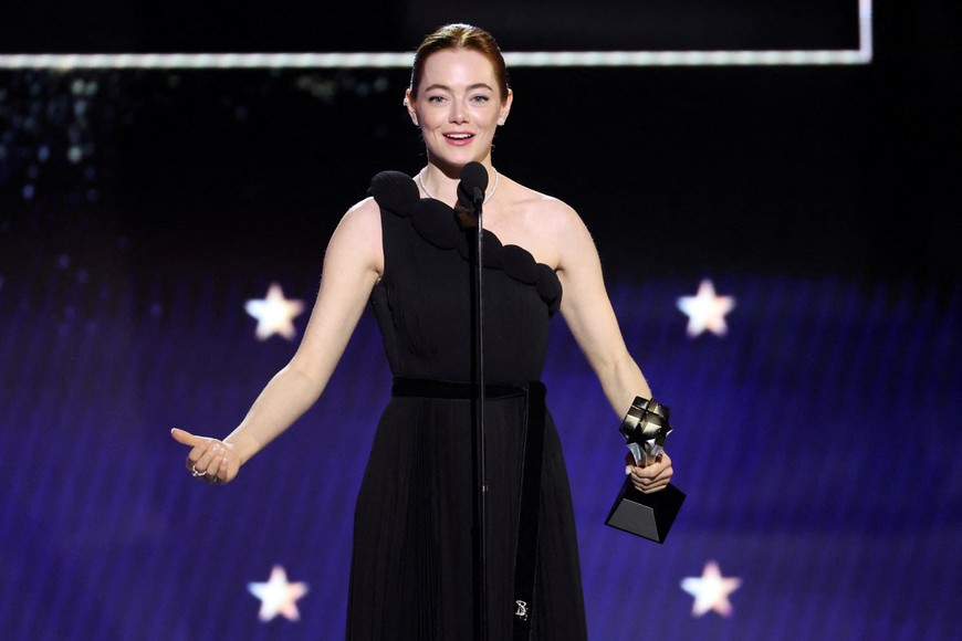 Emma Stone receives the Best Actress Award during the 29th Annual Critics Choice Awards in Santa Monica, California, U.S., January 14, 2024. REUTERS/Mario Anzuoni