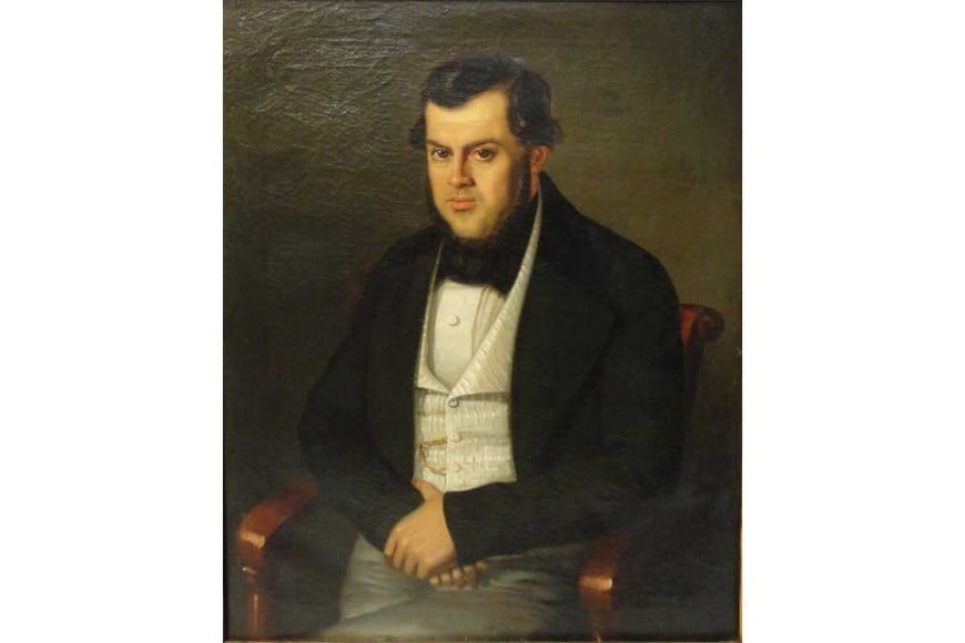 Óleo que representa a Domingo Faustino Sarmiento, hecho en Chile, en 1845, por Franklin Rawson. El futuro presidente argentino por ese entonces usaba peluca, ya que perdió su cabello como consecuencia de haber padecido una enfermedad. Imagen que se preserva en el Museo Histórico Sarmiento.