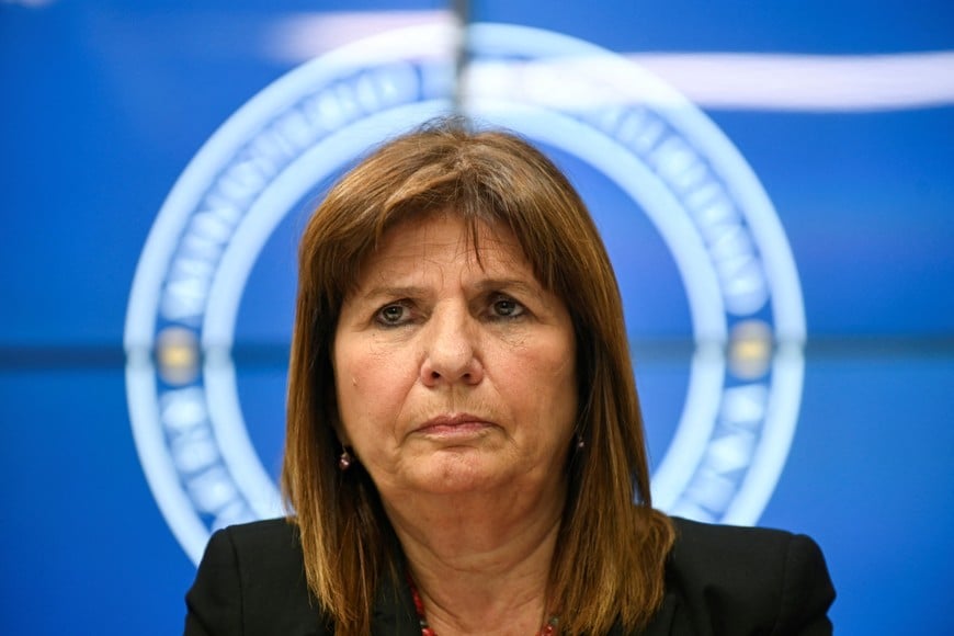 Argentina's Minister of Security Patricia Bullrich holds a press conference on the detention and extradition of the relatives of Ecuadorian criminal Jose Adolfo Macias Villamar, alias Fito, in Buenos Aires, Argentina, January 19, 2024. REUTERS/Martin Cossarini