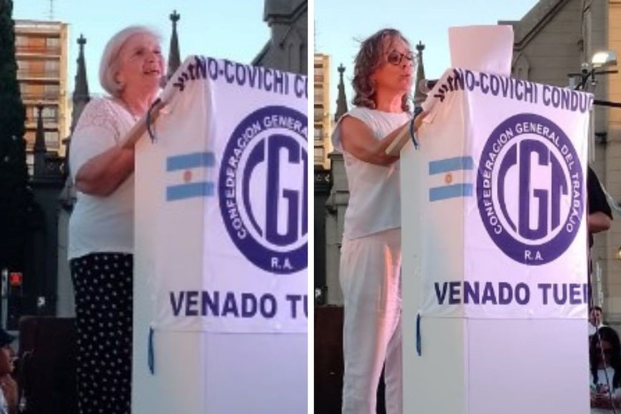 Izquierda: Cristina Aisemberg, por “Cultura necesidad y urgencia”. Derecha: Nancy Causi, Colegio de Psicólogas y Psicólogos de la Provincia de Santa Fe. 2da Circunscripción. Fotos: Sur24.