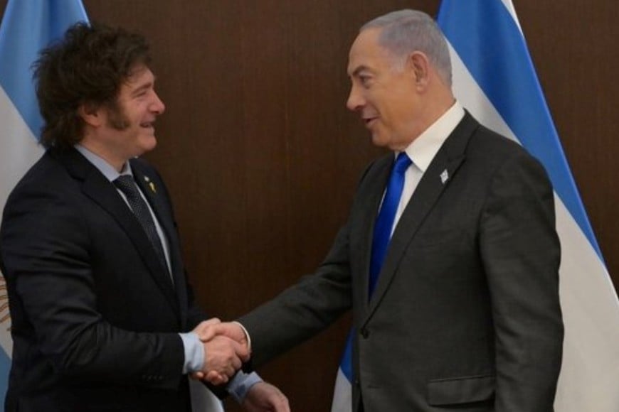 Javier Milei y el encuentro "mano a mano" con Benjamin Netanyahu. Crédito: Oficina de Prensa del primer ministro de Israel