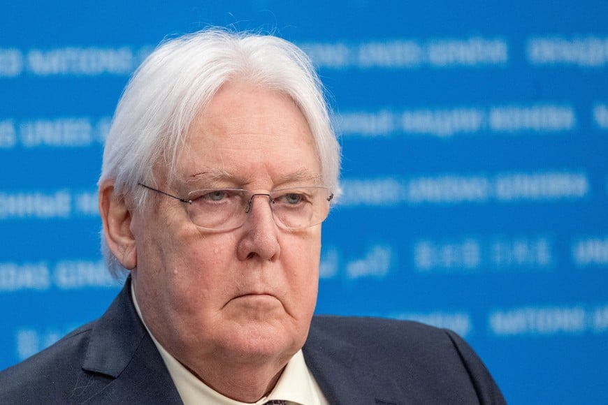 Martin Griffiths, Under-Secretary-General for Humanitarian Affairs and Emergency Relief Coordinator briefs media on the launch of the funding appeal to support conflict-torn Sudan in 2024 at the United Nations European headquarters in Geneva, Switzerland, February 7, 2024. REUTERS/Denis Balibouse