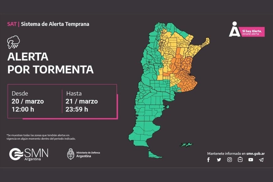 Alerta por tormentas.