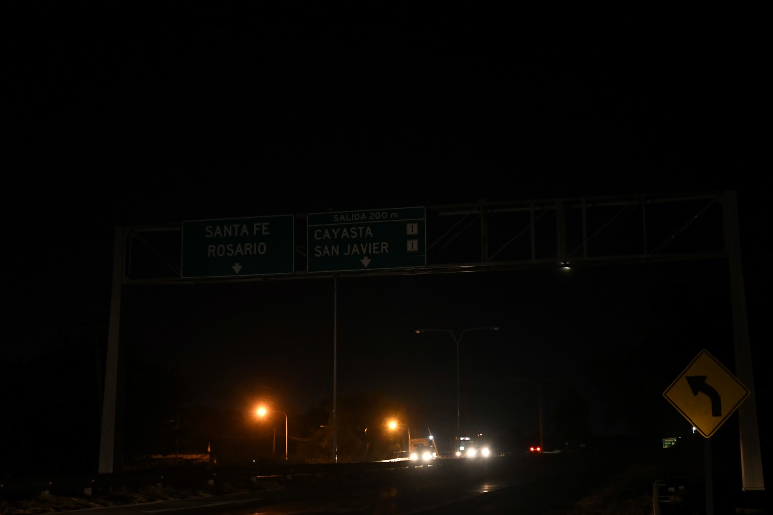 La curva antes de llegar a la Ruta 1 viniendo desde Paraná.