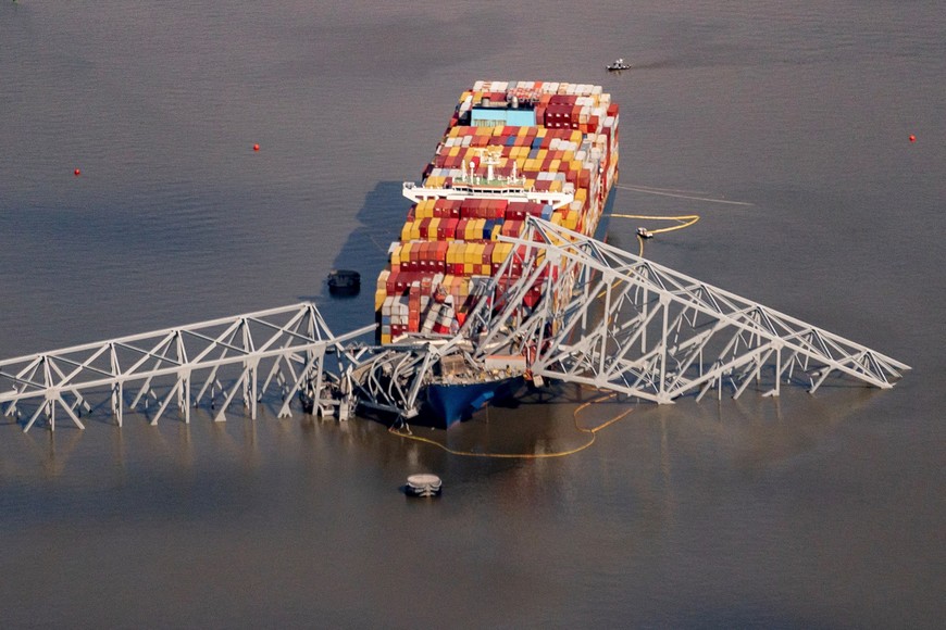 FILE PHOTO: View of the Dali cargo vessel which crashed into the Francis Scott Key Bridge causing it to collapse in Baltimore, Maryland, U.S., April 4, 2024. REUTERS/Nathan Howard/File Photo