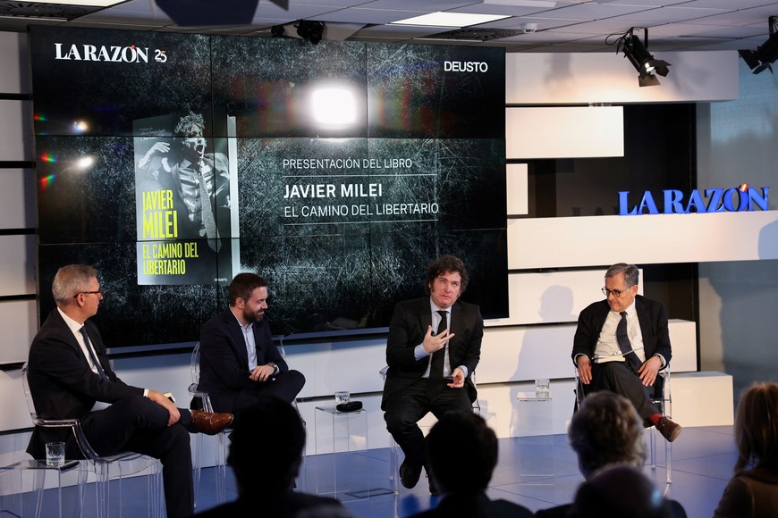 Argentina's President Javier Milei presents his new book "El camino del libertario", in Madrid, Spain, May 17, 2024. REUTERS/Violeta Santos Moura