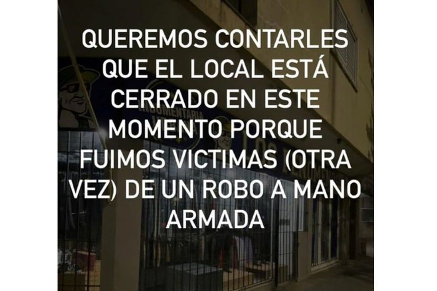 El posteo que los dueños del comercio hicieron en redes sociales.