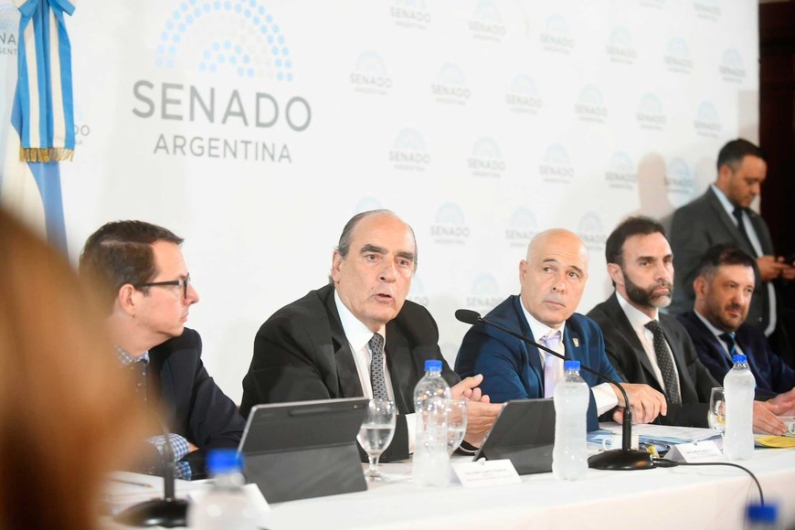 El ministro del Interior, Guillermo Francos en Senado, fundamentando los detalles de la Ley Bases.