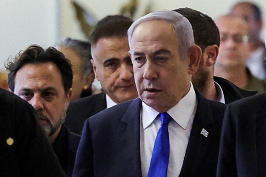 FILE PHOTO: Israeli Prime Minister Benjamin Netanyahu arrives at his Likud party faction meeting at the Knesset, Israel's parliament, in Jerusalem May 20, 2024 REUTERS/ Ronen Zvulun/File Photo