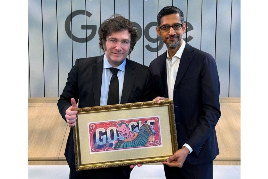 Milei junto a Sundar Pichai, CEO de Google.