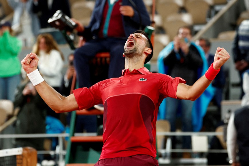 Tennis - French Open - Roland Garros, Paris, France - June 2, 2024
Serbia's Novak Djokovic celebrates after winning his match against Italy's Lorenzo Musetti REUTERS/Gonzalo Fuentes     TPX IMAGES OF THE DAY