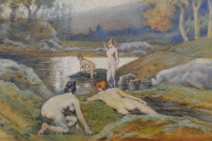 “Mujeres banándose (paisaje)”, obra de Eduardo Sívori de 1916. Foto: Museo Nacional de Bellas Artes