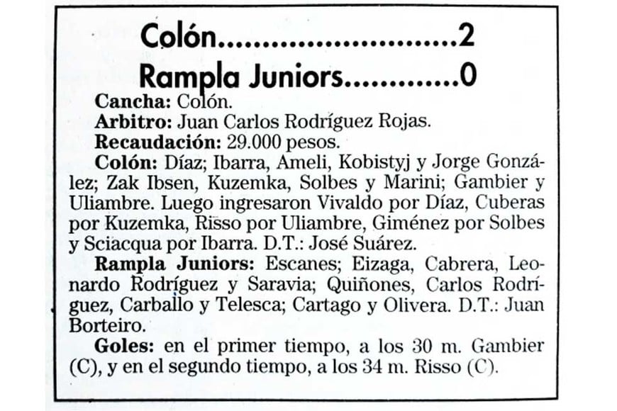 En este partido Colón presentó una formación atípica. No solo por la ausencia de referentes del ascenso (Javier López, Gabriel El Loco González, Dante Unali y el DT Nelson Chabay), sino también por la aparición de un tal Zak Ibsen.