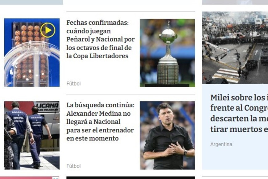 El País (Uruguay).  Captura de pantalla.
