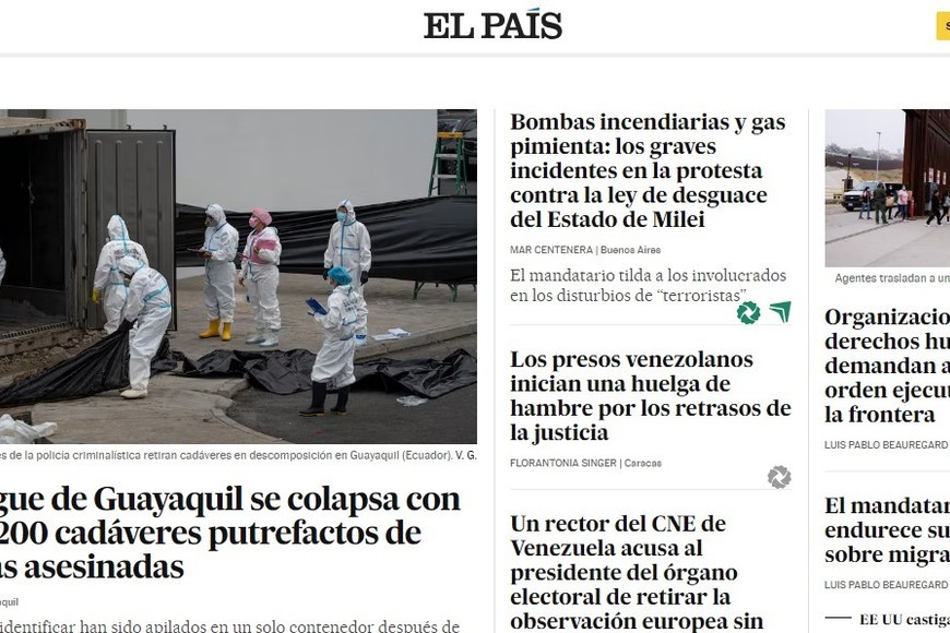 El País (España).  Captura de pantalla.