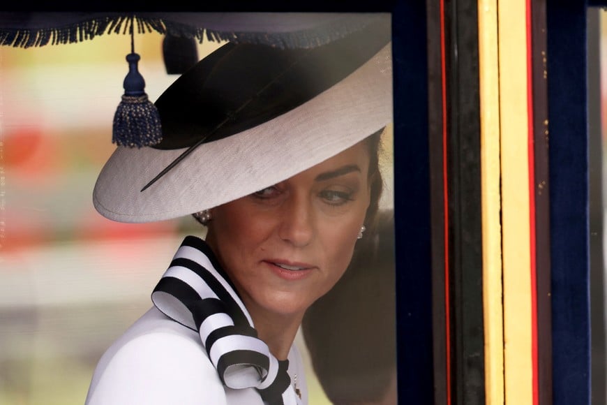 Britain's Catherine, Princess of Wales attends the Trooping the Colour parade to honour Britain's King Charles on his official birthday in London, Britain, June 15, 2024. REUTERS/Hollie Adams