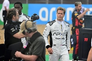 Formula One F1 - British Grand Prix - Silverstone Circuit, Silverstone, Britain - July 9, 2023
Actor Brad Pitt during the filming of an F1-inspired movie Pool via REUTERS/Christian Bruna