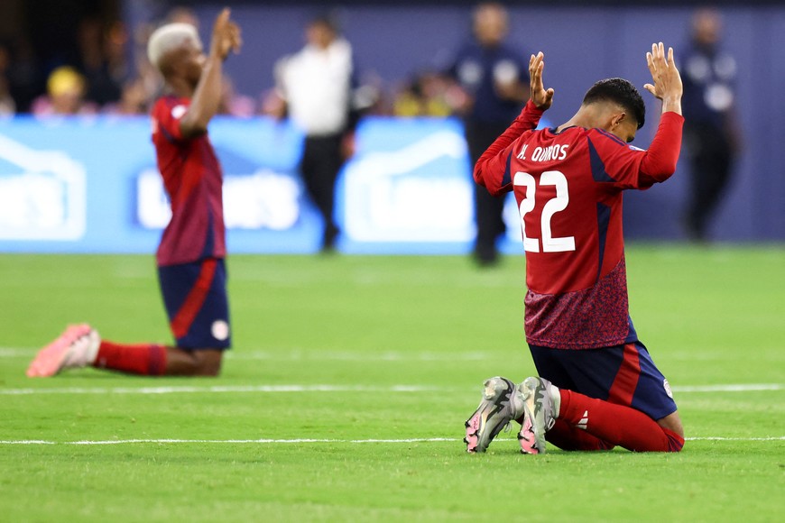 Jun 24, 2024; Inglewood, CA, USA; Costa Rica defender Hazel Quirós (22) gestures after a match against Brazil at SoFi Stadium. Mandatory Credit: Jessica Alcheh-USA TODAY Sports