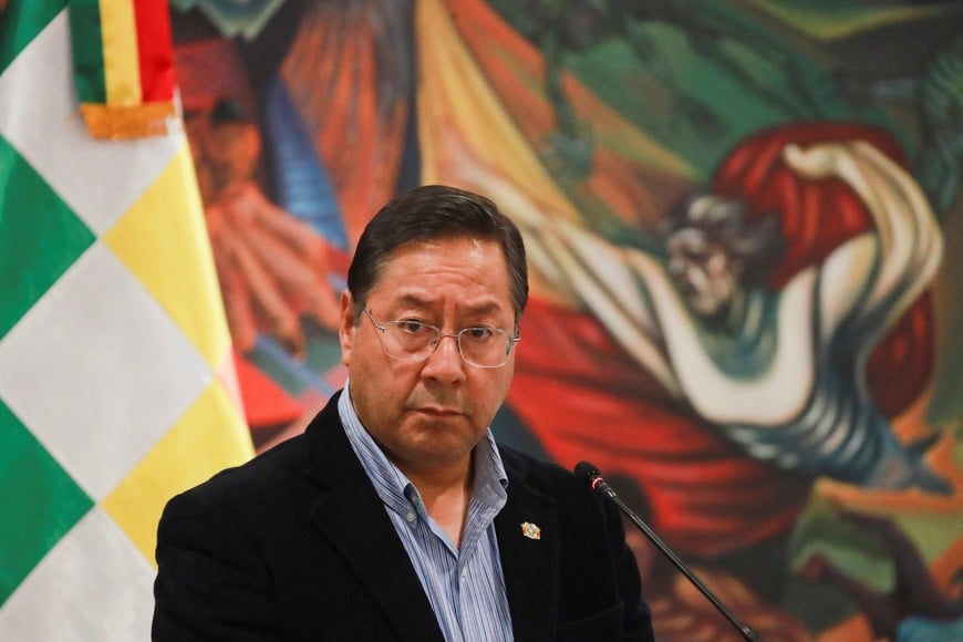 Bolivia's President Luis Arce holds a news conference in Casa Grande del Pueblo after the country's armed forces pulled back from the presidential palace and a general was arrested following an apparent coup attempt, in La Paz, Bolivia June 27, 2024. REUTERS/Henry Romero