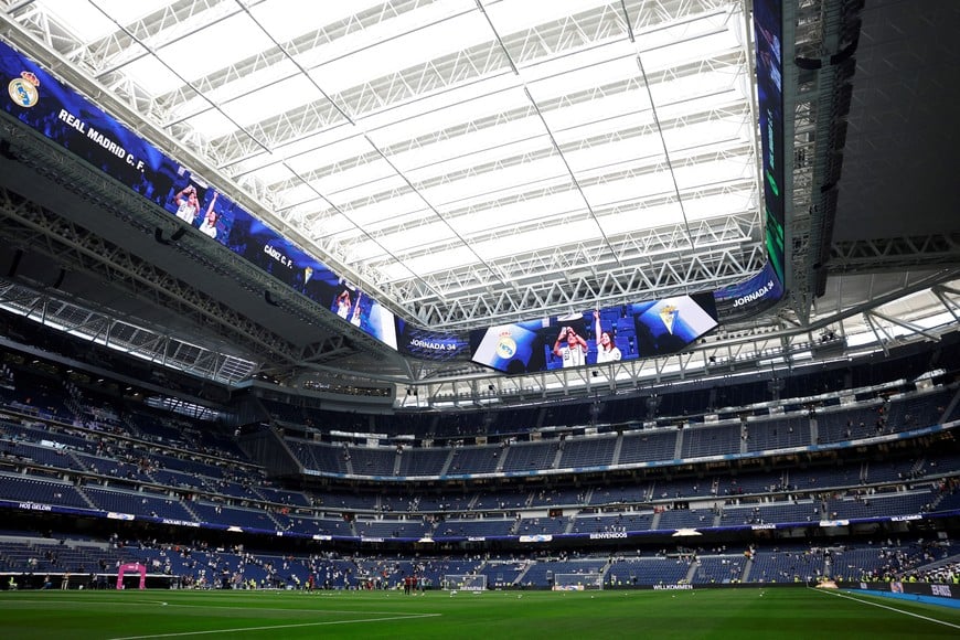 FILE PHOTO: Santiago Bernabeu, Madrid, Spain - May 4, 2024. General view inside the stadium before a match. REUTERS/Juan Medina/File Photo