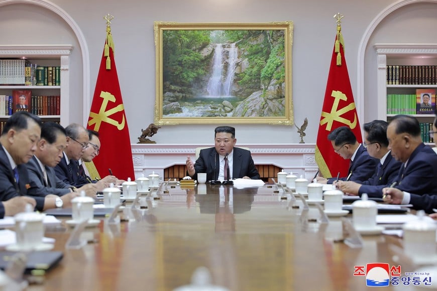 North Korean leader Kim Jong Un attends the 10th Plenary Meeting of the 8th Central Committee of the Workers' Party of Korea in Pyongyang, North Korea, in this undated photo released by North Korea's official Korean Central News Agency July 2, 2024.   KCNA via REUTERS    ATTENTION EDITORS - THIS IMAGE WAS PROVIDED BY A THIRD PARTY. REUTERS IS UNABLE TO INDEPENDENTLY VERIFY THIS IMAGE. NO THIRD PARTY SALES. SOUTH KOREA OUT. NO COMMERCIAL OR EDITORIAL SALES IN SOUTH KOREA.