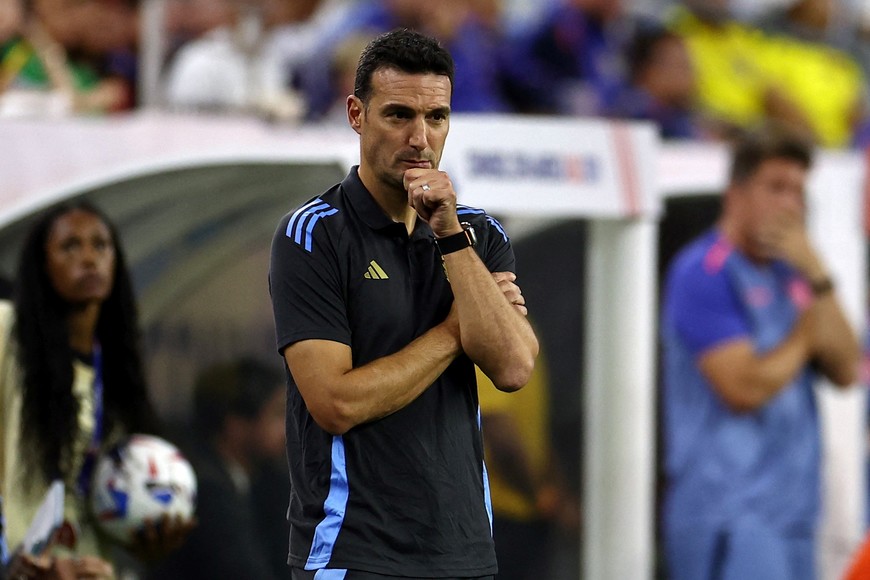 Soccer Football - Copa America 2024 - Quarter Final - Argentina v Ecuador - NRG Stadium, Houston, Texas, United States - July 4, 2024
Argentina coach Lionel Scaloni reacts REUTERS/Agustin Marcarian