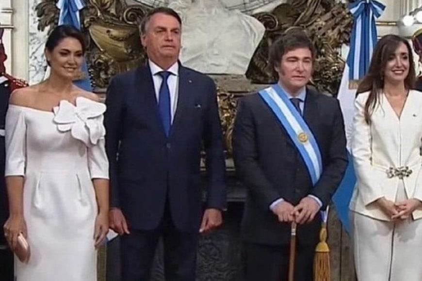 Bolsonaro en la asunción de Milei como presidente argentino.