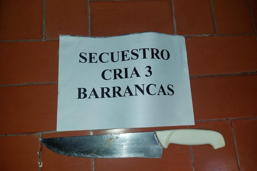 Lo secuestrado por la policía al irascible sujeto, en Barrancas.  Crédito: Unidad Regional XV