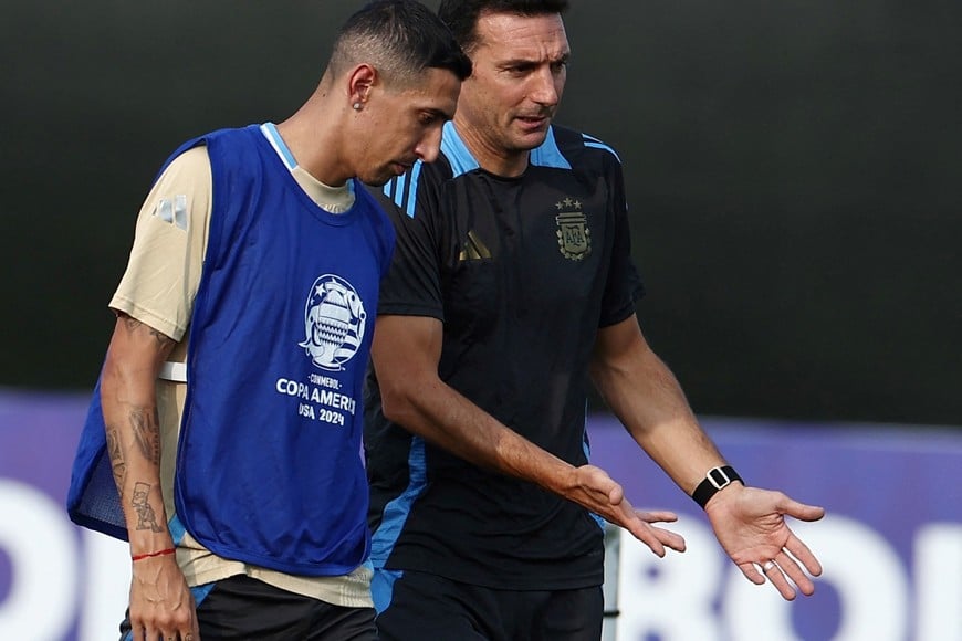 Soccer Football - Copa America 2024 - Argentina training - RBNY Training Facility, East Hanover, New Jersey, United States - July 8, 2024
Argentina's Angel Di Maria during training with Argentina coach Lionel Scaloni REUTERS/Agustin Marcarian
